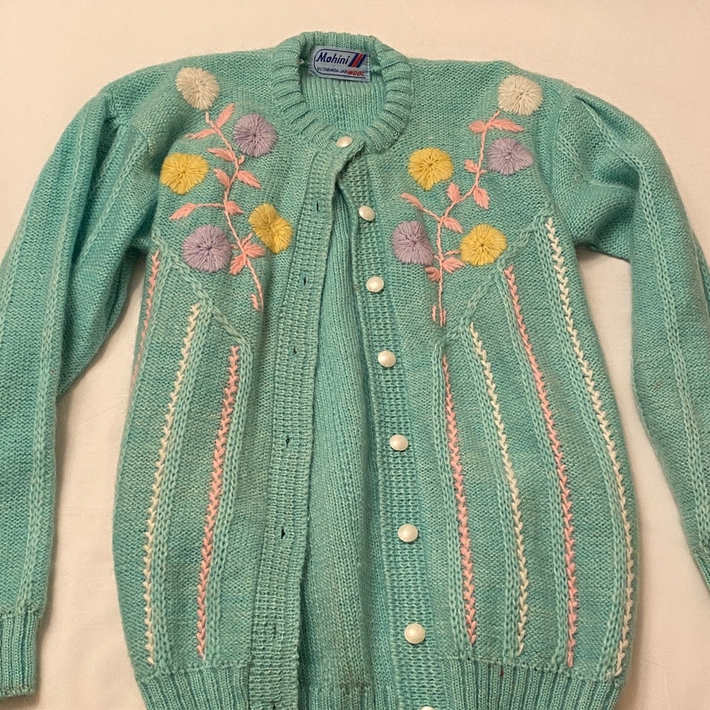 Women's Wool Embroidered Sweater - Teal